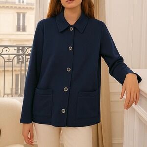 Vintage Blazer Bleyle for Hooper Navy‎ Blue Jacket Polyester Size 18/Large